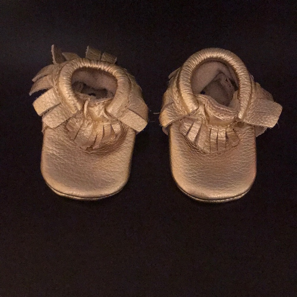 Gold Freshly Picked Moccasins baby size 2